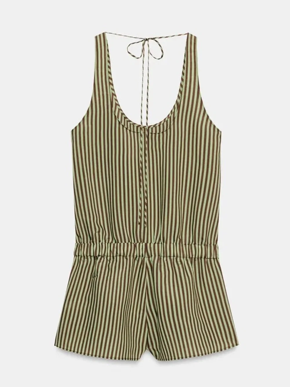 Zara Green and Brown Striped Summer Romper. POP